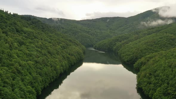 Aerial view of water reservoir Ruzin in Slovakia