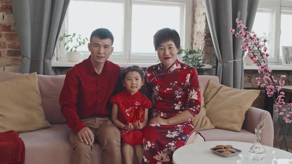 Portrait of Family Celebrating Chinese New Year