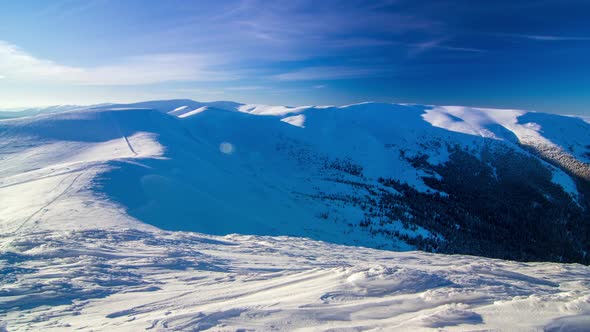 Beautiful Winter Landscape with Snow Covered Trees. Winter Mountains.