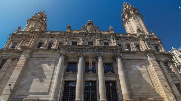 Old Post Office Timelapse Hyperlapse, the Famous Architecture Landmark Barcelona, Spain