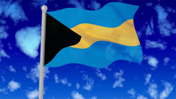 Bahamas Flying National Flag In The Sky