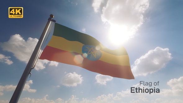 Ethiopia Flag on a Flagpole V2 - 4K