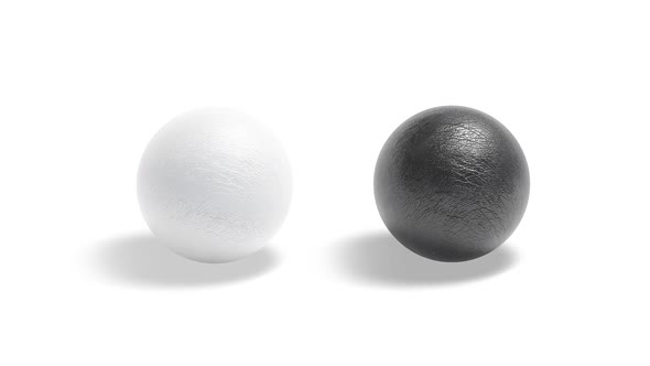 Blank leather black and white ball, looped rotation