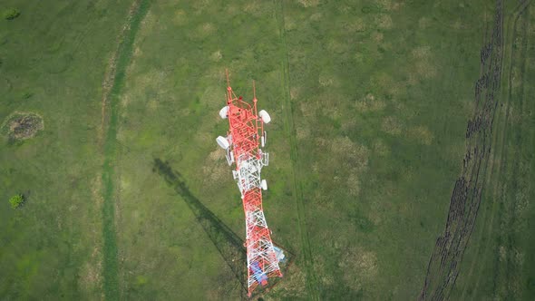 Aerial view orbit of Antenna with 5G technology.