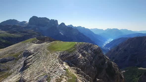 Drone view on Dolomite alps at the National Park Tre Cime Di Lavaredo