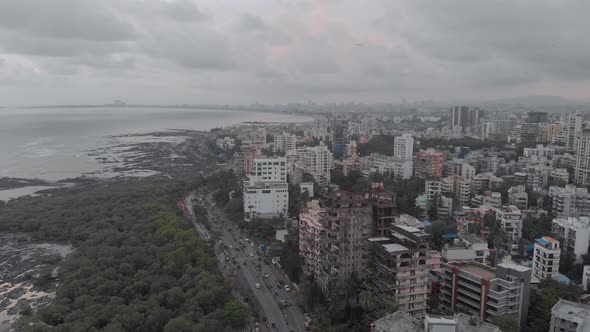 Stable aerial shot over suburban Mumbai India