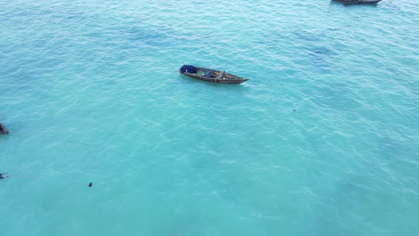 Boats in the Ocean Near the Coast of Zanzibar Tanzania