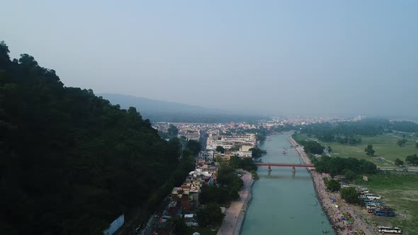 City of Haridwar state of Uttarakhand in India seen from the sky