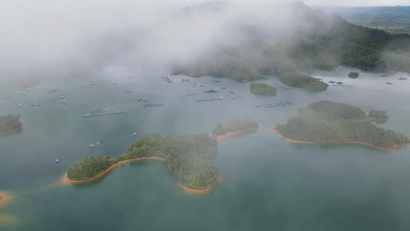 Aerial View of Fish Farms in Norway