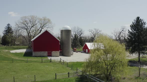 Aerial Drone View of American Countryside Landscape