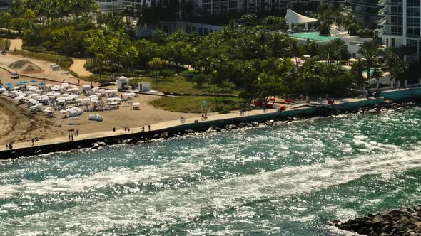 Aerial video Haulover Inlet Miami 4k 7x zoom