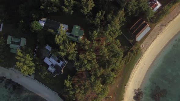 Aerial View of Wild Coast Line and Hotels District of Mauritius Island