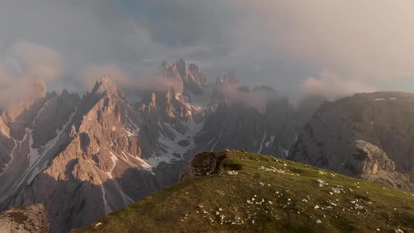 Aerial Fly Over Dolomites Mountains in Italy South Tyrol