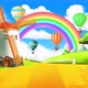 Cartoon Background with Farm, Rainbow and Balloon - VideoHive Item for Sale