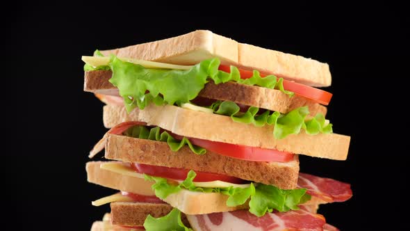 sandwich. yummy club sandwich rotating