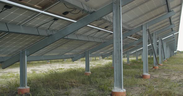 Modern Solar Power Station View on the Solar Panels From the Back