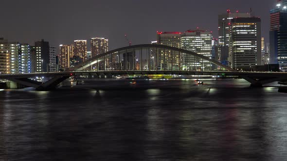 Tokyo Night Cityscape with Bridge Japan Time Lapse