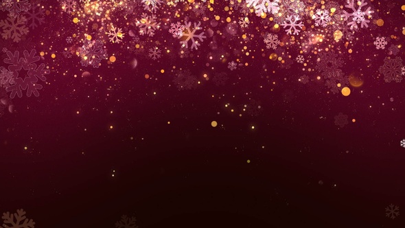 Christmas Red Snowflake Background with Glitter Particles  alt