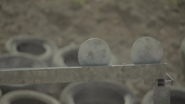 Iron Targets During the Shooting.