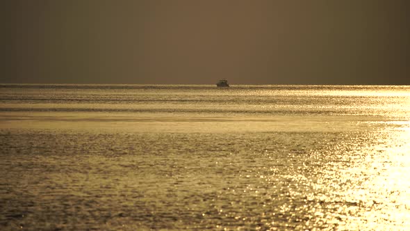 Yachts in Calm Sea on Sunset