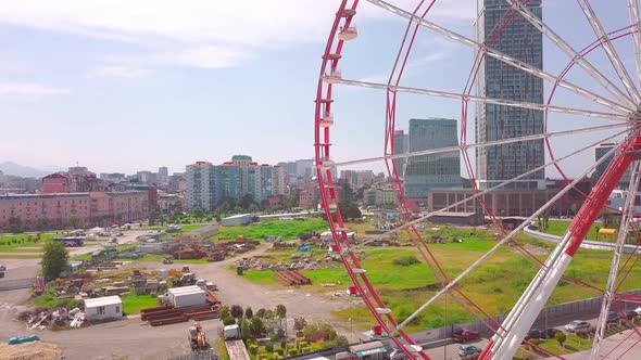 Shooting from a drone at a park in the city of Batumi, Georgia.