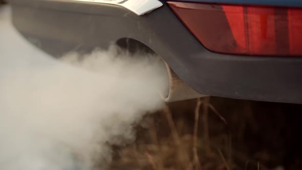 Ecology Problem Driver Co2 Dioxide Emission. Gasoline Or Diesel Car Exhaust Fumes Ecology Pollution.