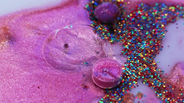 Glitter Paint Background Oil Bubbles Water Pink alt