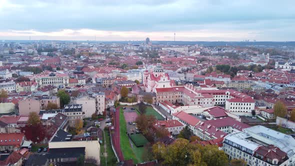 Capital City of Lithuania, Vilnius, seen from above, autumn day aerial