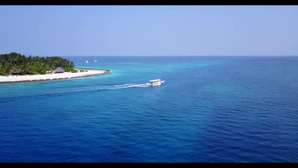 Aerial landscape of paradise coastline beach vacation by clear sea with white sandy background of a 