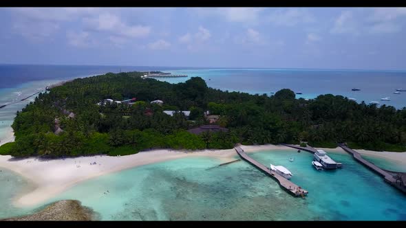 Aerial view tourism of paradise sea view beach time by clear ocean with white sandy background of a 