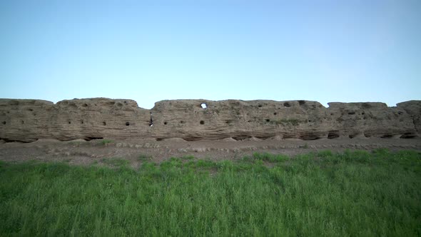 Ruins of Ancient City, Building and Wall From Ancient Times in Treeless Vast Plain of Mongolia