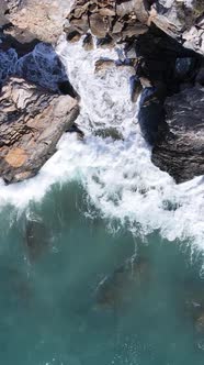 Sea Near the Coast  Closeup Aerial View of the Coastal Seascape