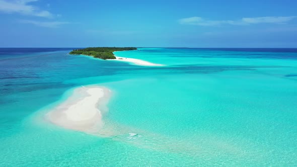 Aerial above tourism of paradise coast beach adventure by turquoise sea with clean sand background o