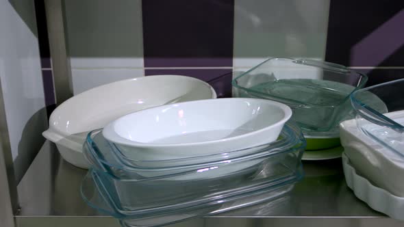 Set of Glass Baking Trays at Kitchen