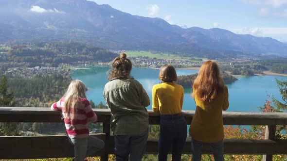 Girls Looking At The Austrian Lake Faakersee