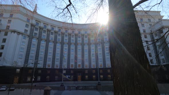 Government Building of Ukraine in Kyiv  Cabinet of Ministers Slow Motion