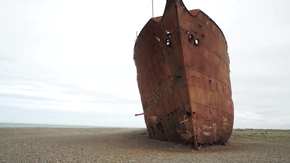 Rusted Shipwreck in Patagonia, Argentina.