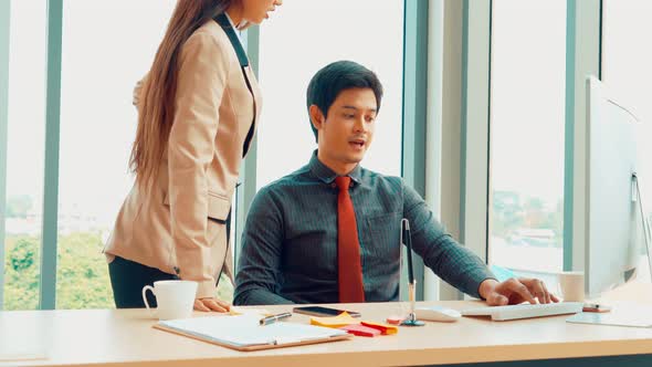 Business People Handshake with Friend at Office