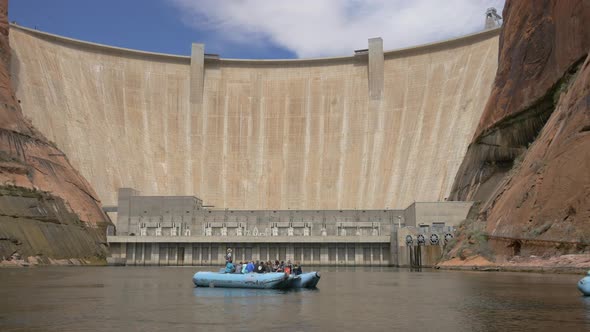 Raft boats at the Hoover Dam