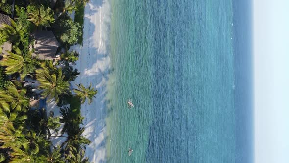 Zanzibar Tanzania  Vertical Video of the Ocean Near the Coast Slow Motion