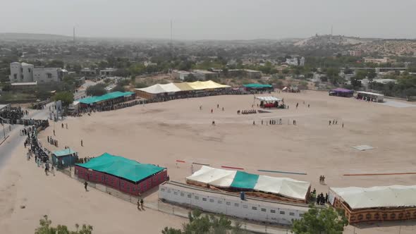 Aerial View Of Annual Thar Festival In Mithi Pakistan. Tracking Shot