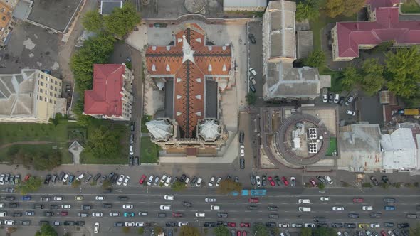 Top View of the Gorgeous St Nicholas Church in Gothic Style in Kyiv Ukraine