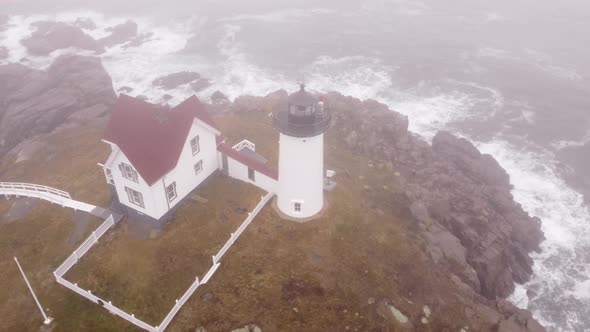 Aerial Drone Video Nubble Lighthouse Me, Usa