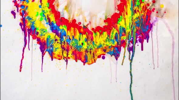 Colorful Are Dripping On A White Background.