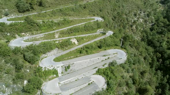 Winding, Twisting and Steep Mountain Road Aerial