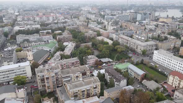 Cityscape of Kyiv, Ukraine. Aerial View, Slow Motion