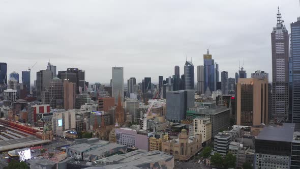 Drone Aerial View Of Melbourne City Skyline 2