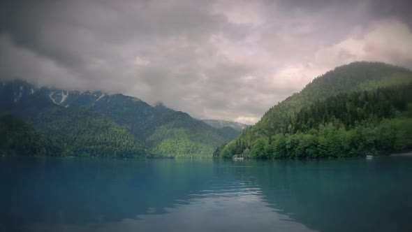 In the middle of lake sci-fi binoculars. timelapse