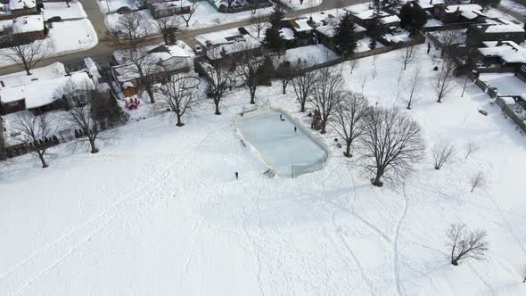 Kids playing ice hockey at Walker's Creek Park St.Catharines Canada