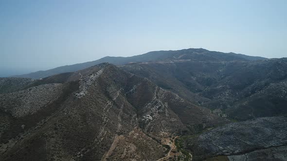 Mylopotas on the island of Ios in the Cyclades in Greece seen from the sky